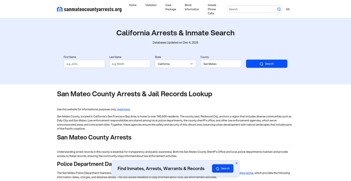 Preview of sanmateocountyarrests.org