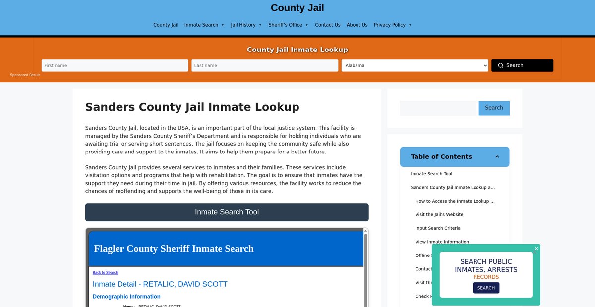 Preview of sanders.countyjail.org