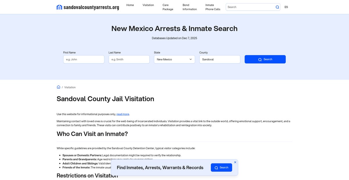 Preview of sandovalcountyarrests.org