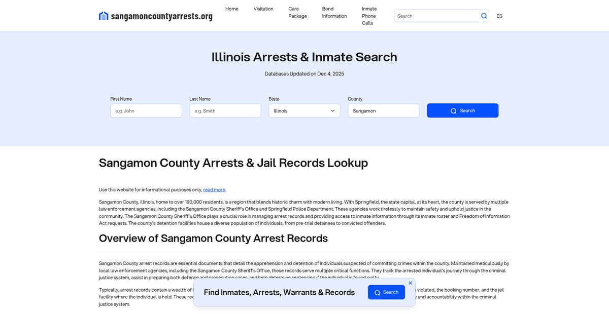 Preview of sangamoncountyarrests.org
