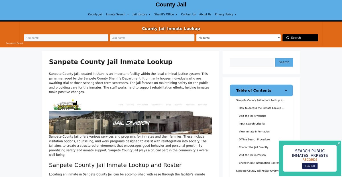 Preview of sanpete.countyjail.org