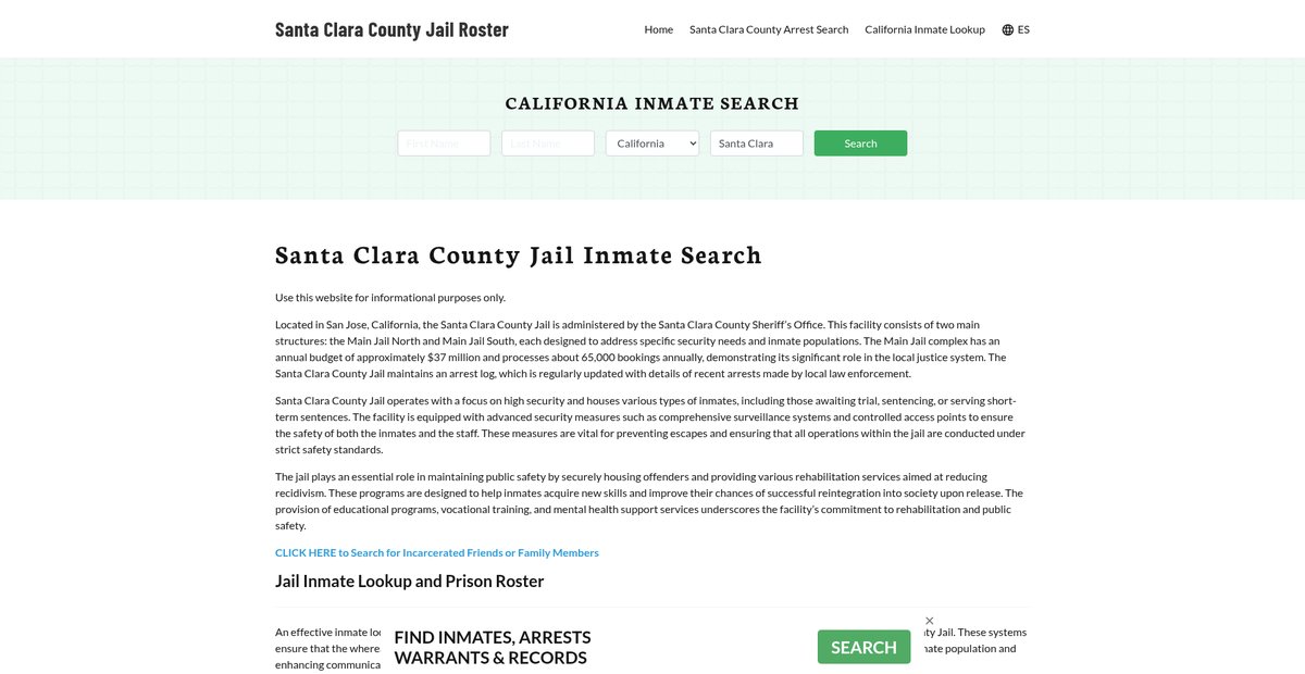 Preview of santaclaracountyjail.org