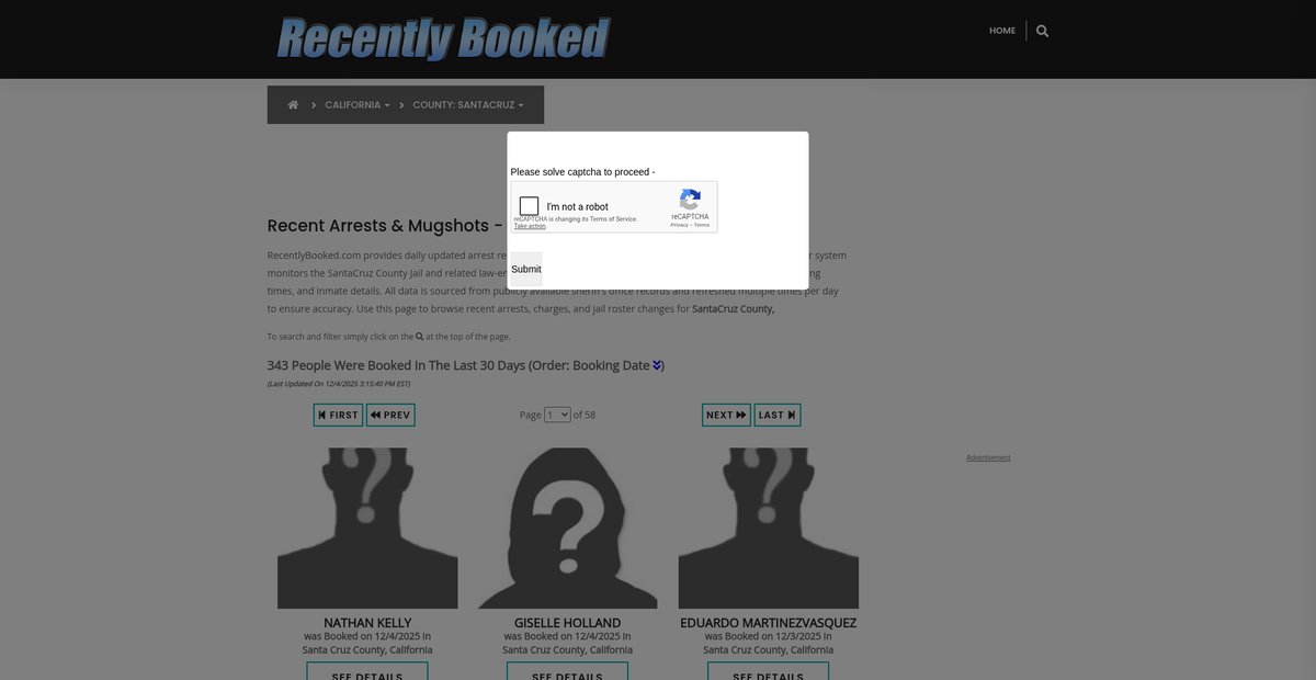 Preview of recentlybooked.com