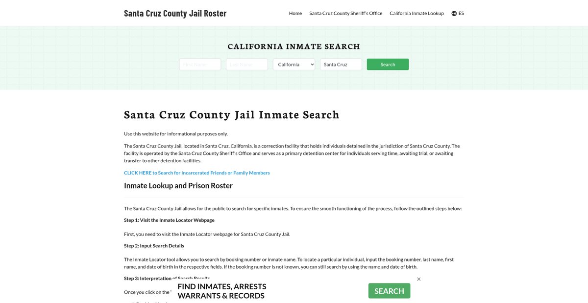 Preview of santacruzcountyjail.org