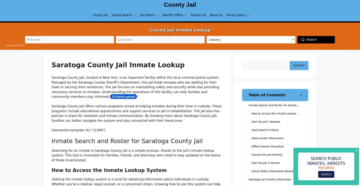 Preview of saratoga.countyjail.org
