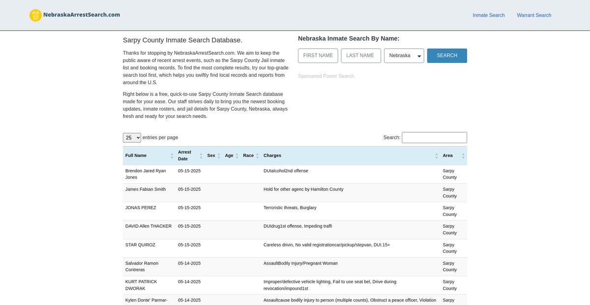 Preview of nebraskaarrestsearch.com
