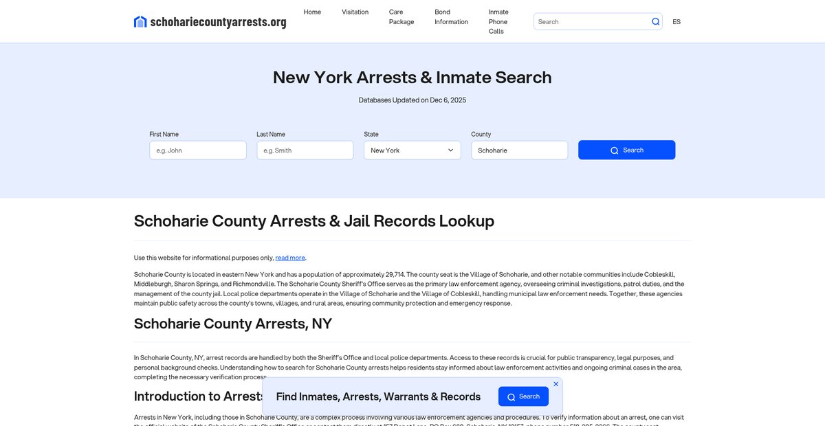 Preview of schohariecountyarrests.org