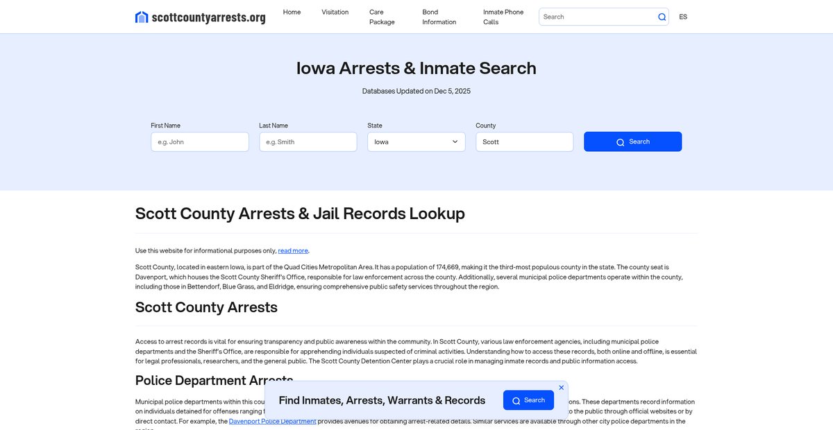 Preview of scottcountyarrests.org