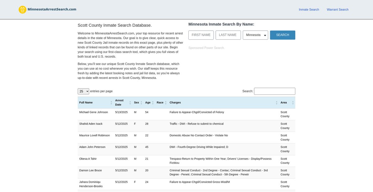 Preview of minnesotaarrestsearch.com