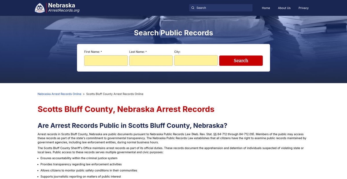 Preview of nebraskaarrestrecords.org