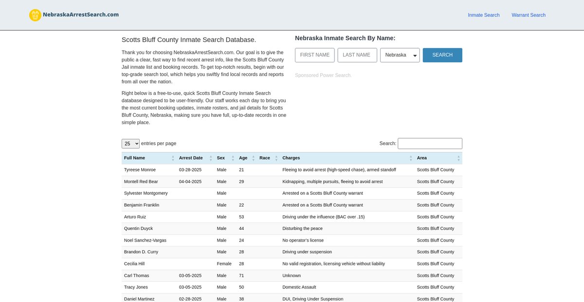 Preview of nebraskaarrestsearch.com