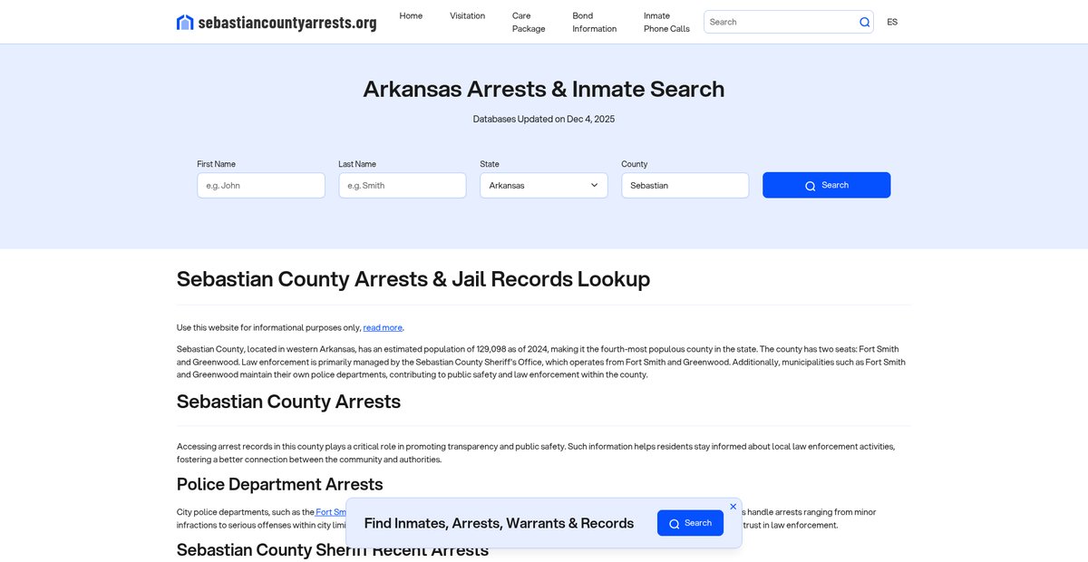 Preview of sebastiancountyarrests.org