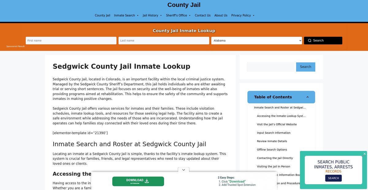 Preview of sedgwick.countyjail.org