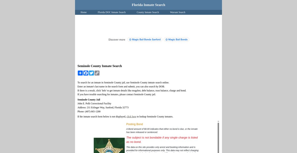 Preview of inmatesearchflorida.org