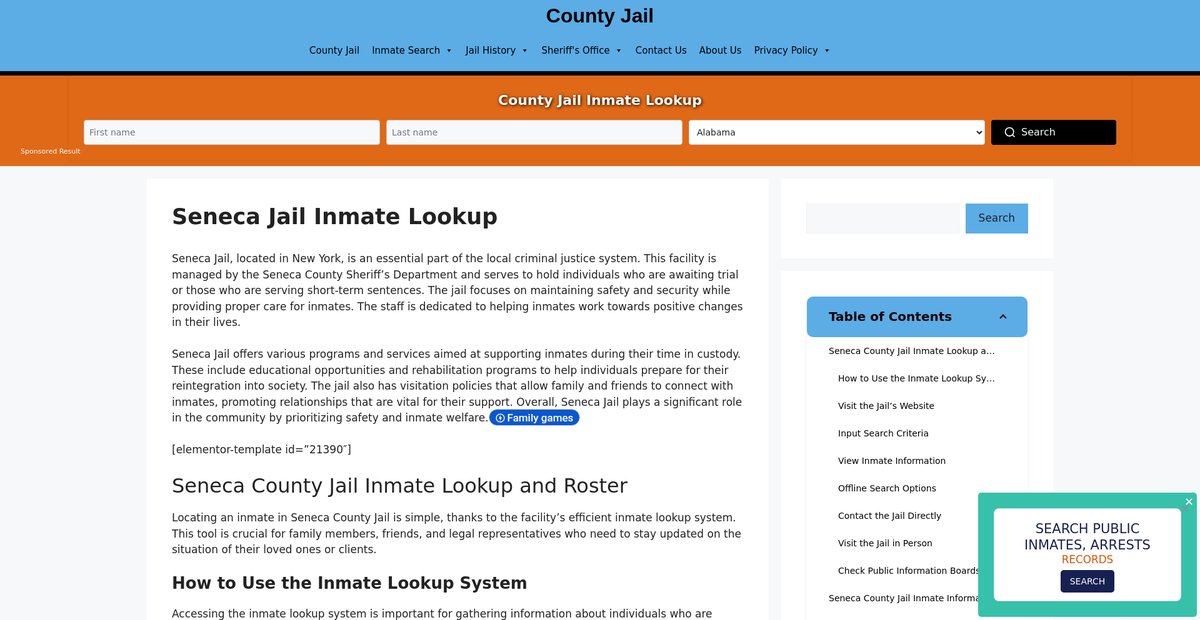 Preview of seneca.countyjail.org