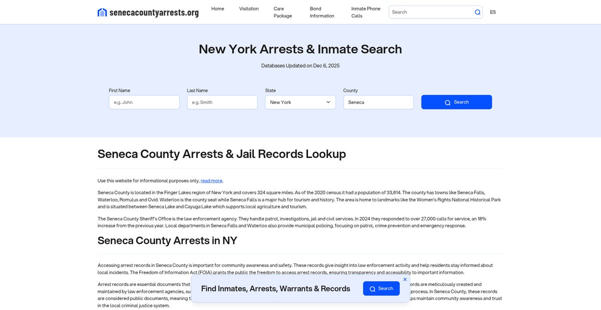Preview of senecacountyarrests.org