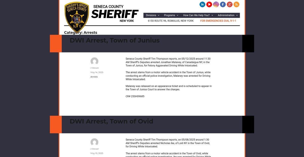 Preview of sheriff.senecacountyny.gov