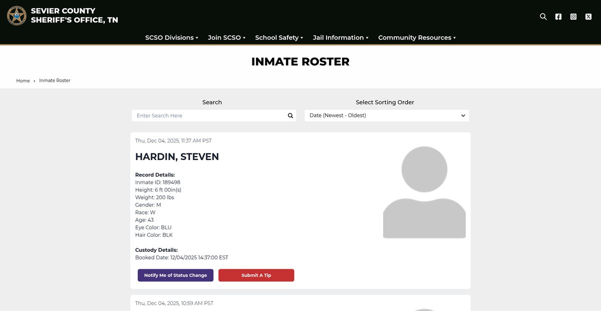 Preview of seviercountysheriff.com