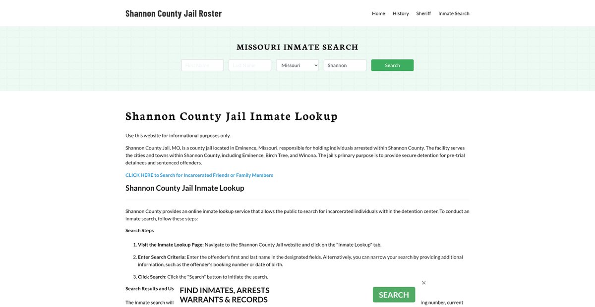 Preview of shannoncountyjail.org