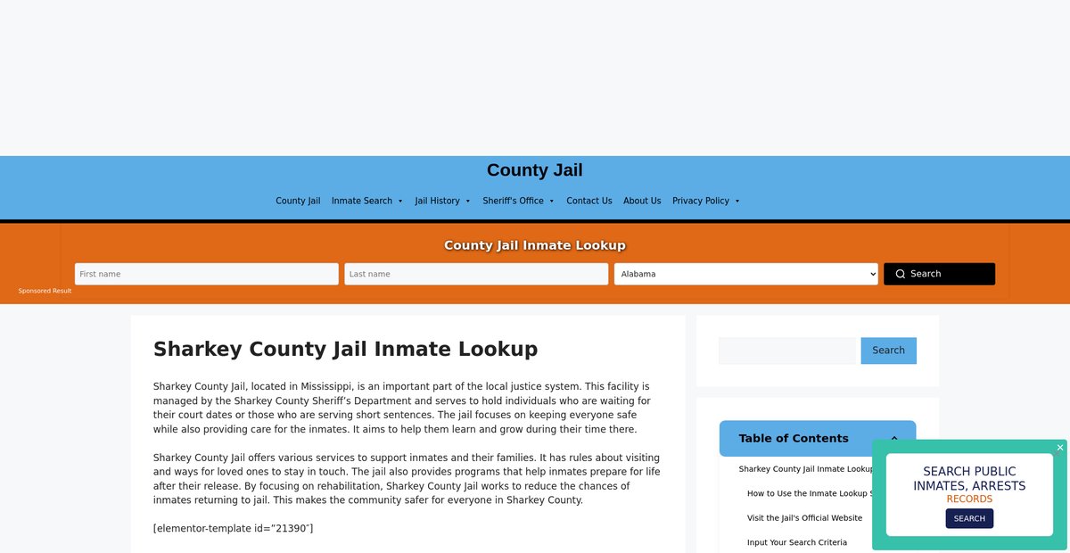 Preview of sharkey.countyjail.org