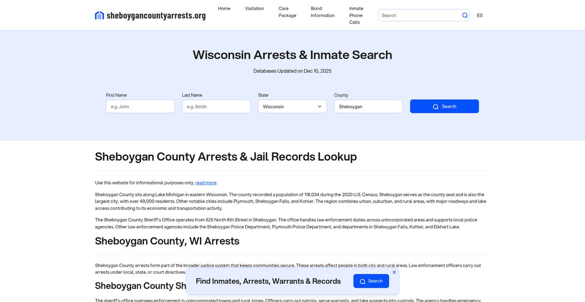 Preview of sheboygancountyarrests.org