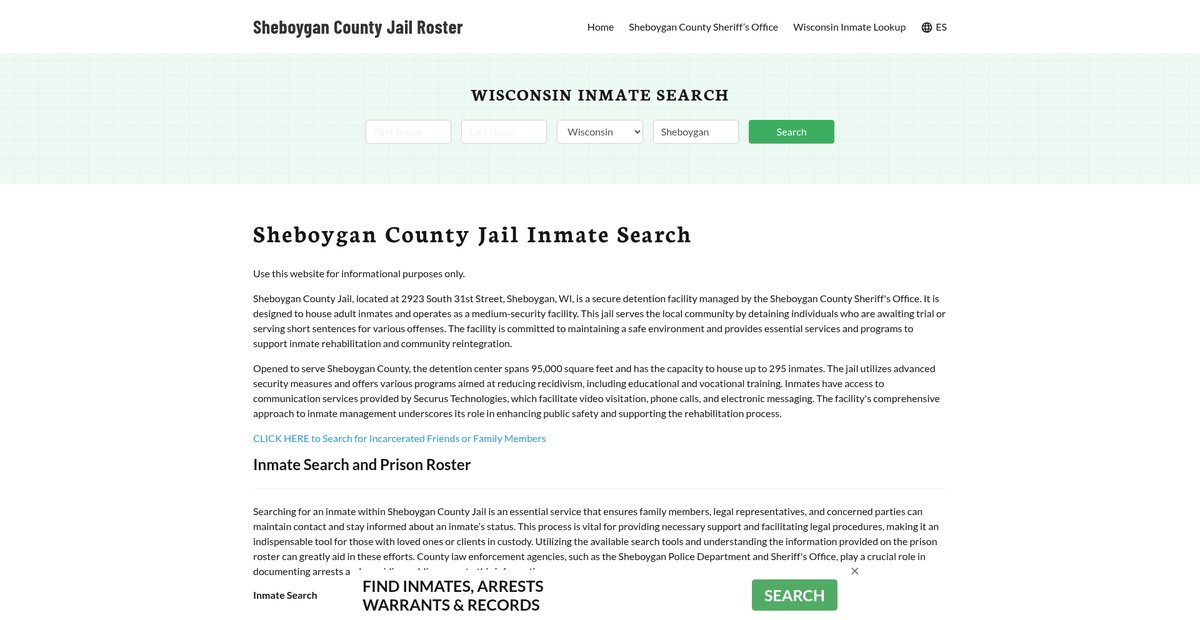 Preview of sheboygancountyjail.org