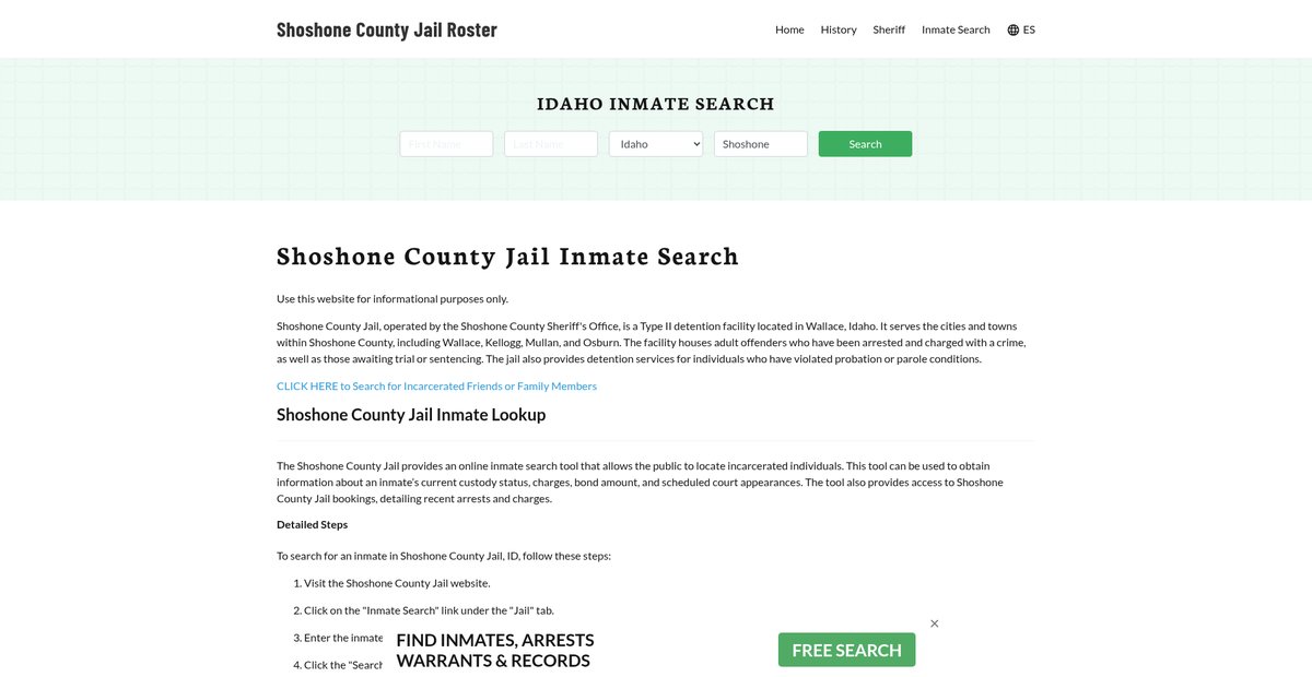 Preview of shoshonecountyjail.org