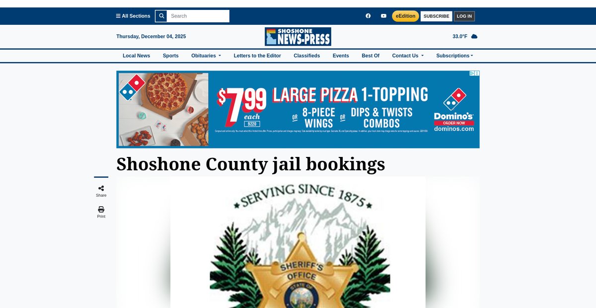 Preview of shoshonenewspress.com