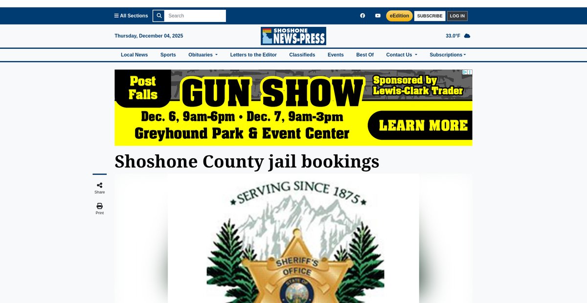 Preview of shoshonenewspress.com