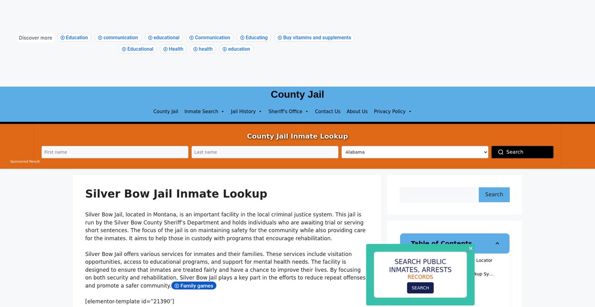 Preview of silver-bow.countyjail.org