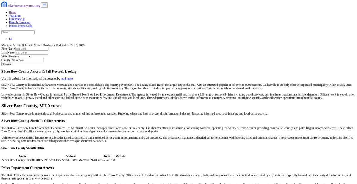 Preview of silverbowcountyarrests.org
