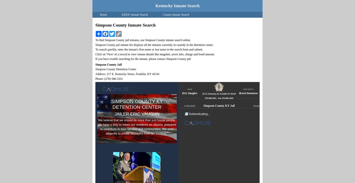 Preview of inmatesearchkentucky.org