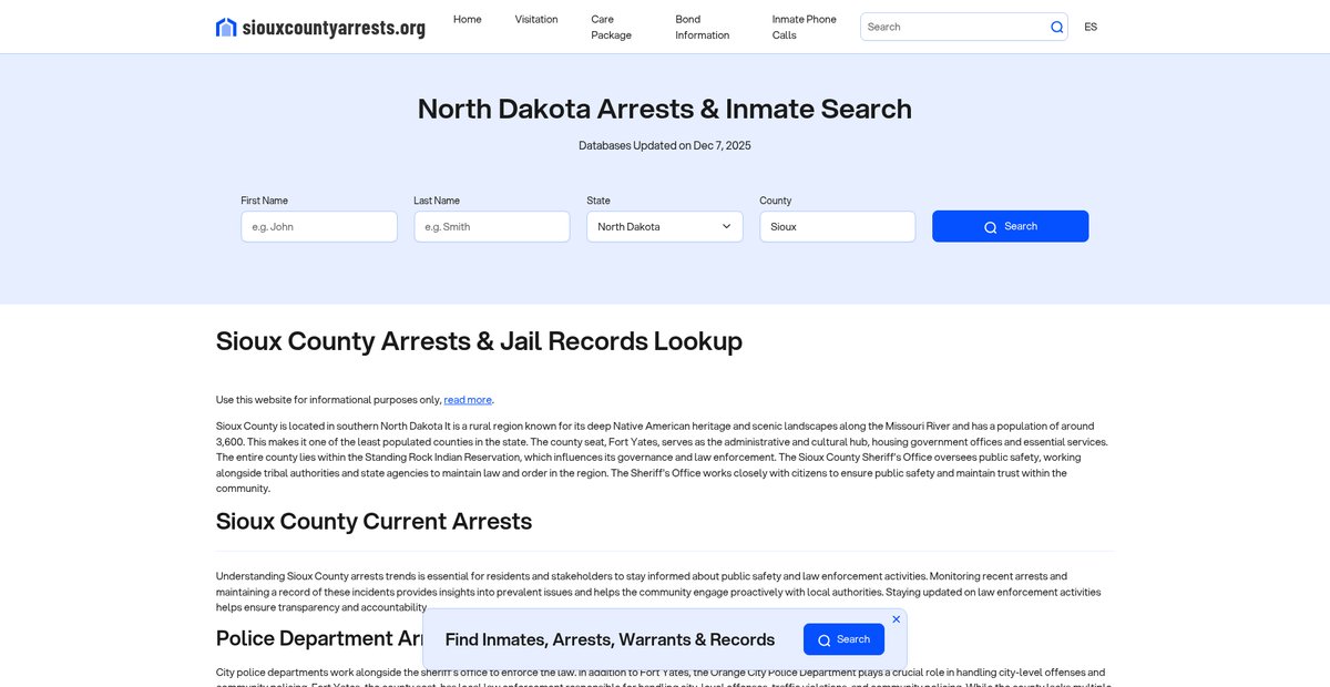Preview of siouxcountyarrests.org