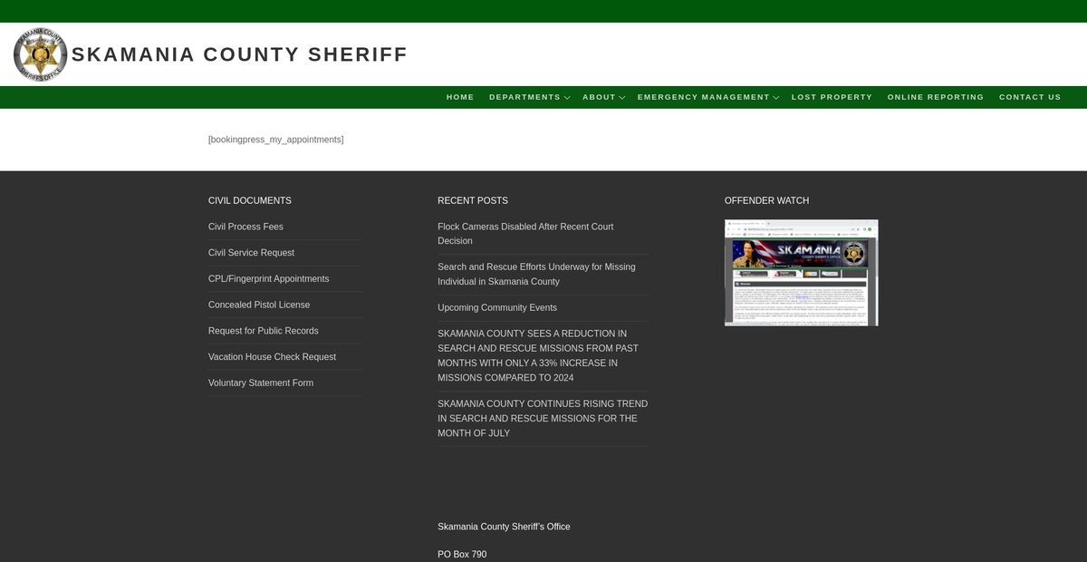 Preview of skamaniasheriff.com