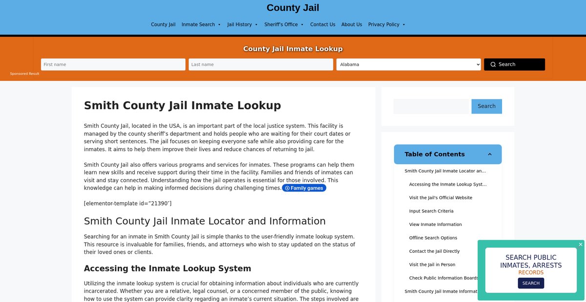 Preview of smith.countyjail.org