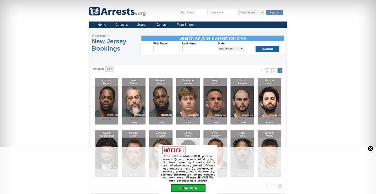Preview of newjersey.arrests.org