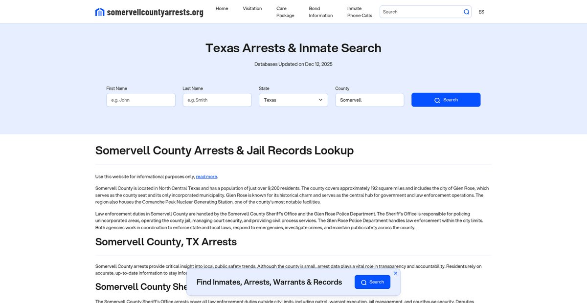 Preview of somervellcountyarrests.org
