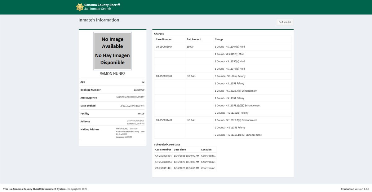 Preview of inmatesearch.sonomasheriff.org