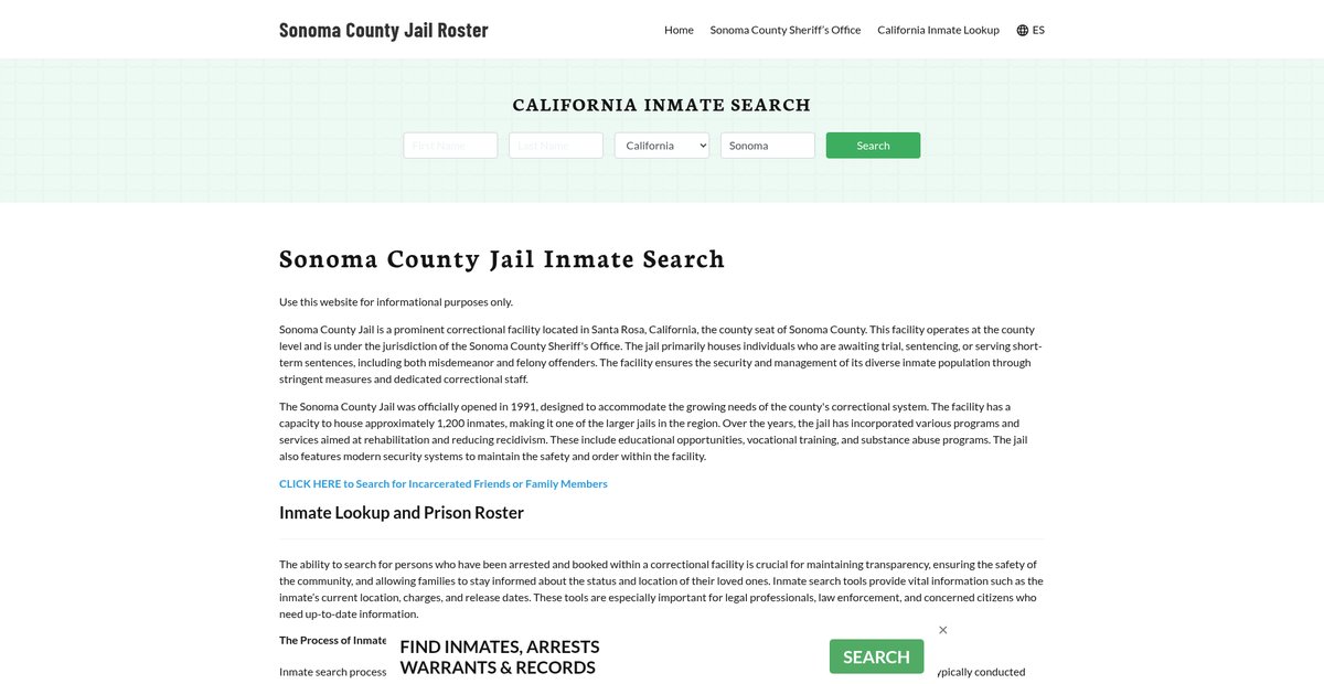 Preview of sonomacountyjail.org
