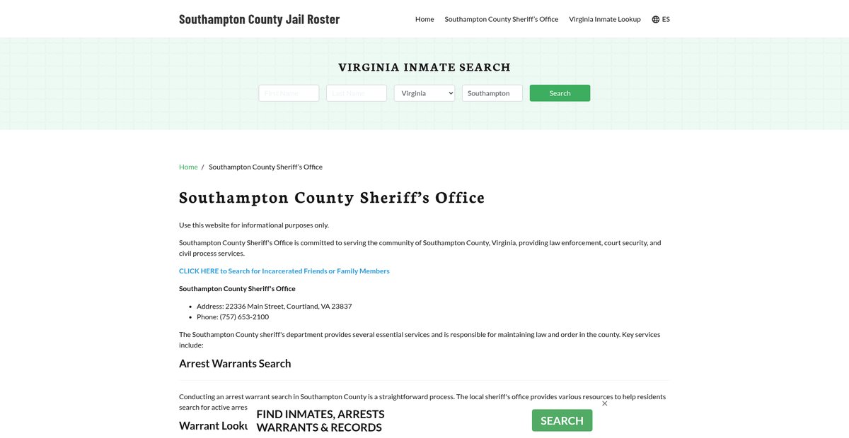 Preview of southamptoncountyjail.org