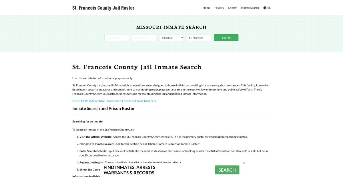 Preview of stfrancoiscountyjailroster.org