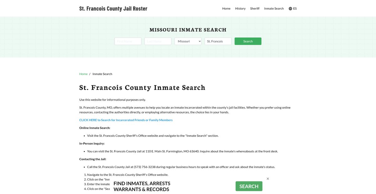 Preview of stfrancoiscountyjailroster.org