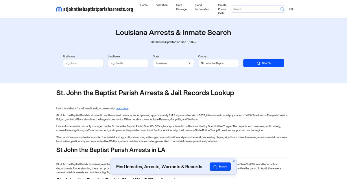 Preview of stjohnthebaptistparisharrests.org