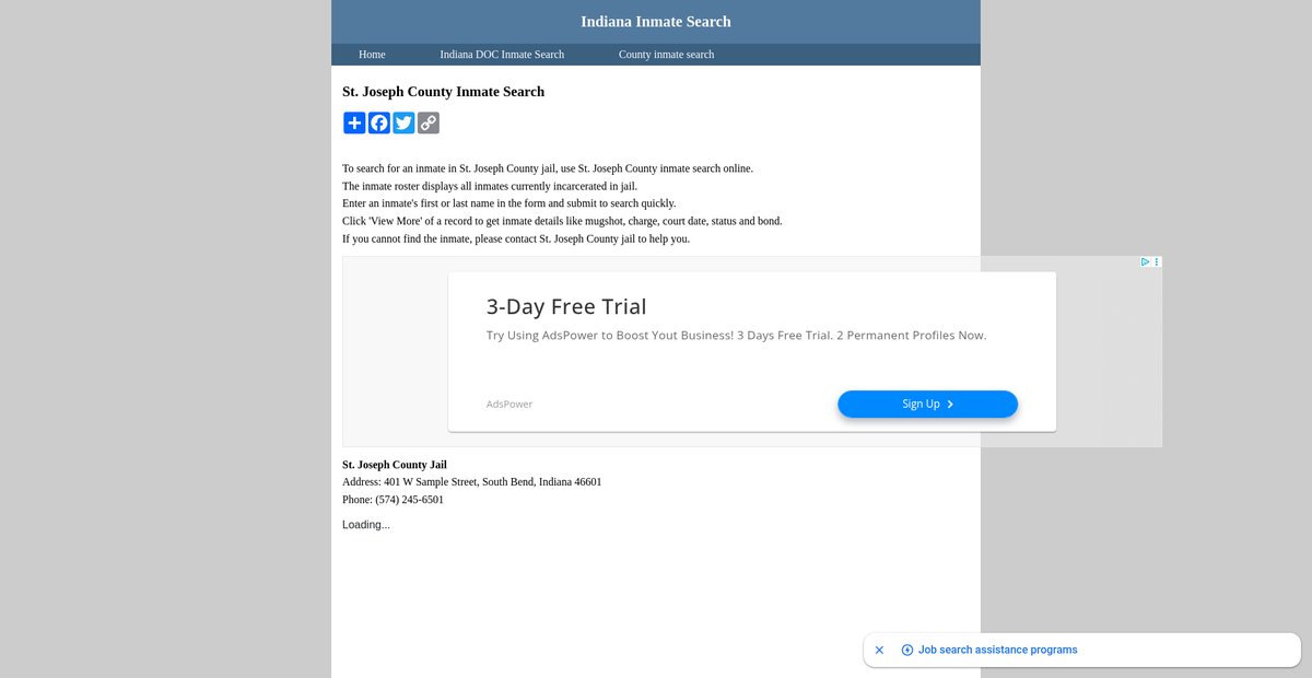 Preview of inmatesearchindiana.org