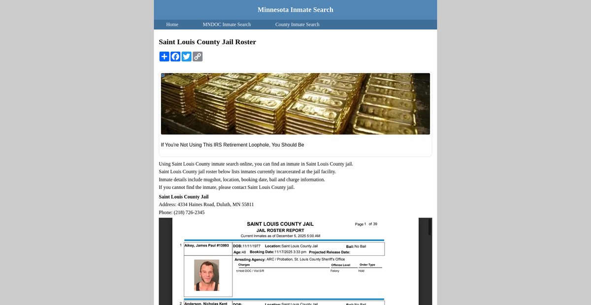 Preview of inmatesearchminnesota.org