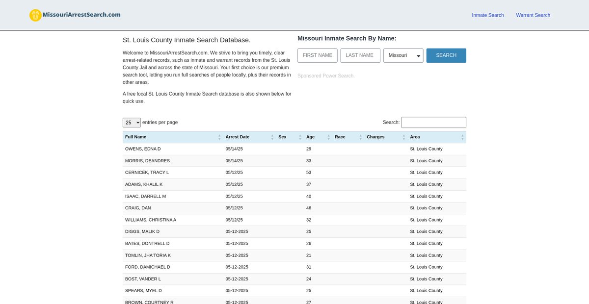Preview of missouriarrestsearch.com