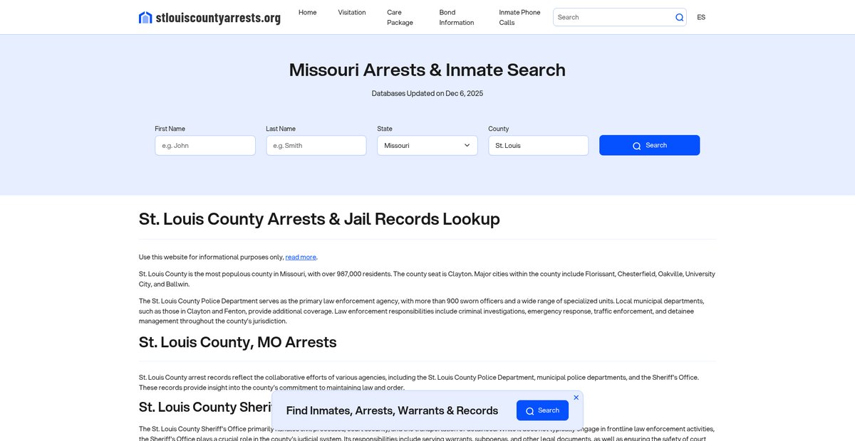 Preview of stlouiscountyarrests.org