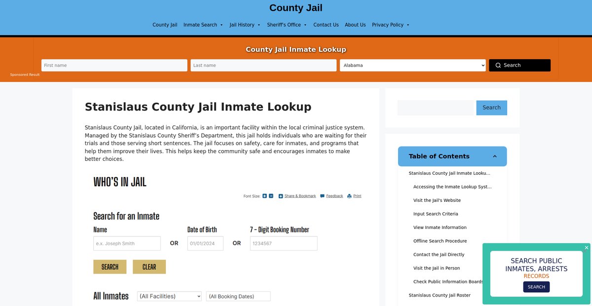 Preview of stanislaus.countyjail.org