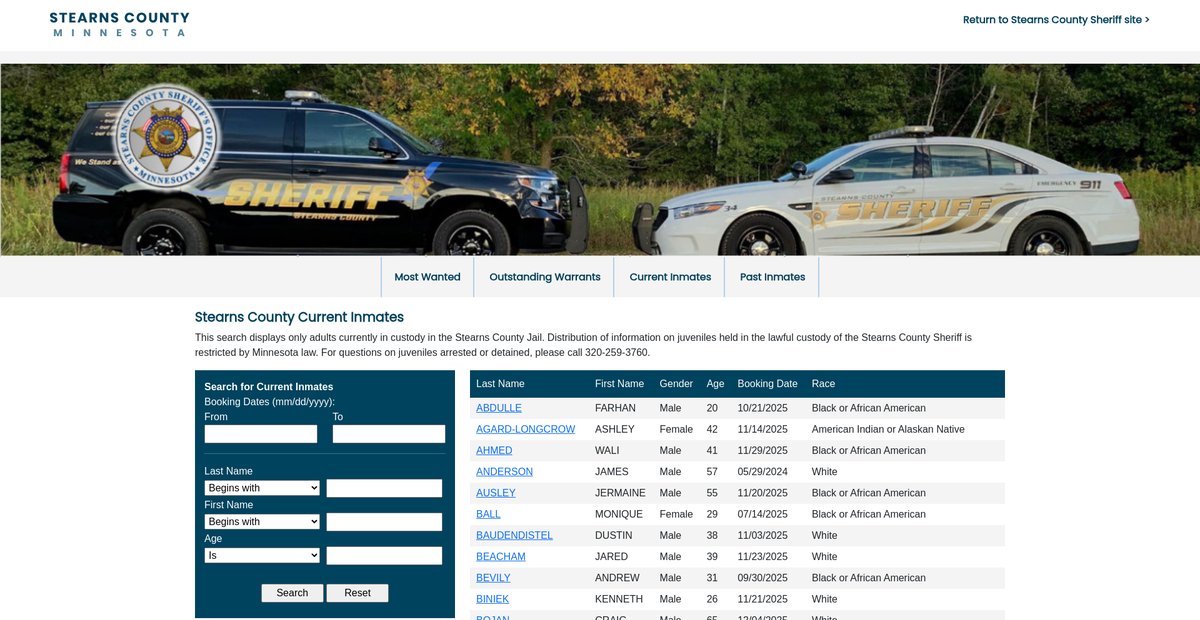 Preview of jailroster.stearnscountymn.gov