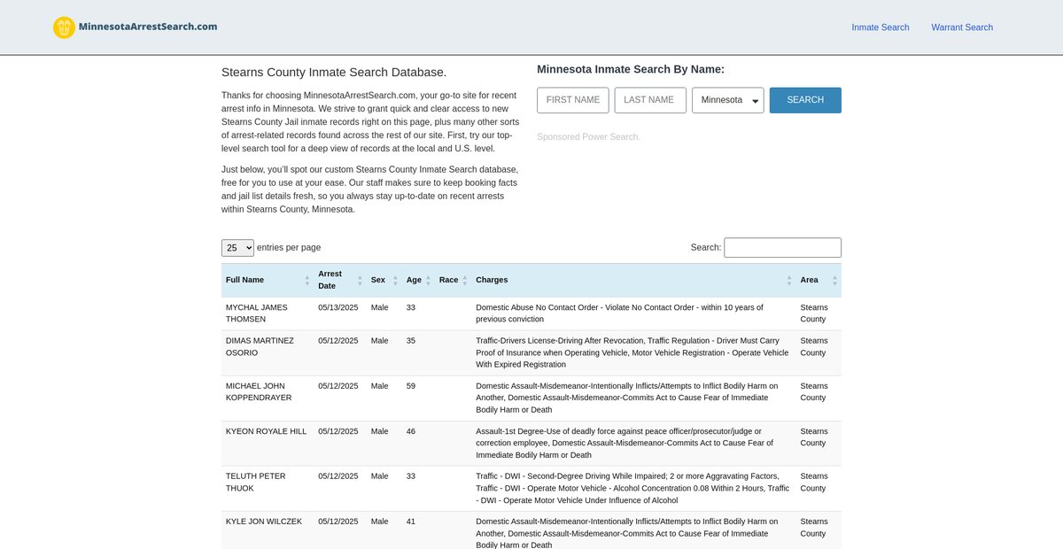 Preview of minnesotaarrestsearch.com